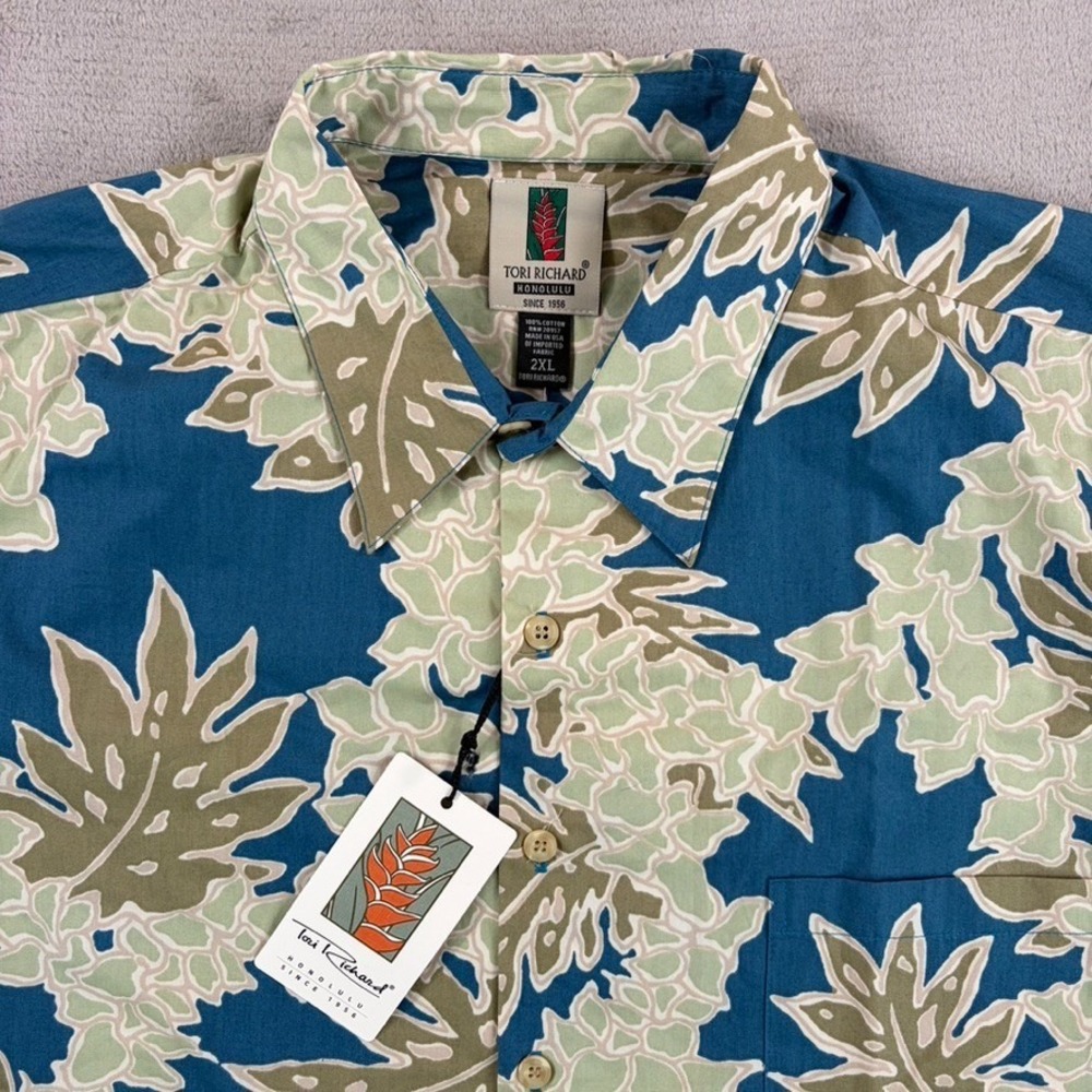 Tori Richard Hawaiian Hea Hea Oversize Shirt in Blue Floral AOP Men 2XL NWT $128